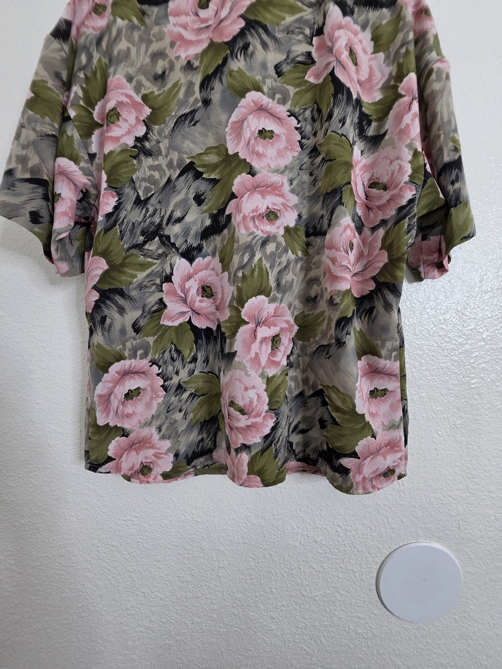 Vintage Joan Walters Womens Floral Short Sleeve Button Down Shirt Top Size L - Picture 10 of 12